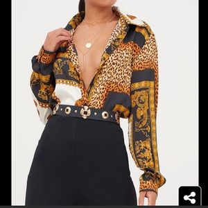 Black/Leopard Satin Shirt